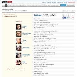 Night Moves Lyrics - Bob Seger