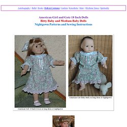 Nightgown Patterns for Bitty Baby and 18 inch American Girl Dolls