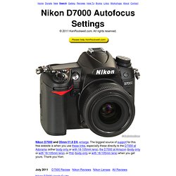 Nikon D7000 Autofocus Settings