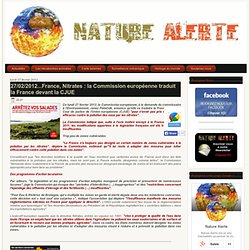 27/02/2012...France, Nitrates : la Commission européenne traduit la France devant la CJUE