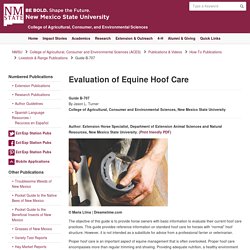 NMSU: Evaluation of Equine Hoof Care