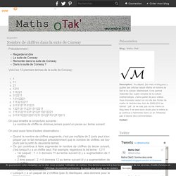 Nombre de chiffres dans la suite de Conway - Maths Otak'