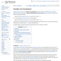 Nombre de Carmichael (Page Wikipedia)
