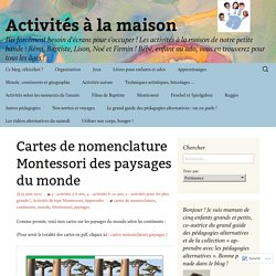 Cartes de nomenclature Montessori des paysages du monde