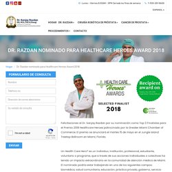 Dr. Razdan nominado para Healthcare Heroes Award 2018 - Cirujano Prostático Robótico - Sanjay Razdan