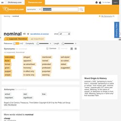 Nominal Synonyms, Nominal Antonyms