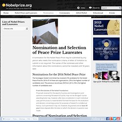 Nomination and Selection of Peace Prize Laureates