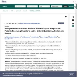 Management of Glucose Control in Noncritically Ill, Hospitalized Patients Receiving Parenteral and/or Enteral Nutrition: A Systematic Review