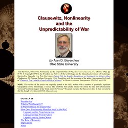 Beyerchen, Clausewitz, Nonlinearity and the Unpredictability of War