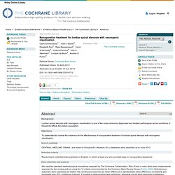 Nonoperative treatment for lumbar spinal stenosis with neurogenic claudication - The Cochrane Library - Ammendolia