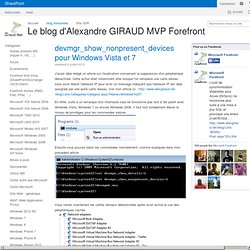 devmgr_show_nonpresent_devices pour Windows Vista et 7 - Le blog d'Alexandre GIRAUD MVP Forefront