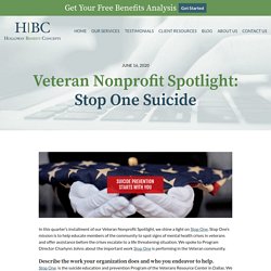 Veteran Nonprofit Spotlight:Stop One Suicide - Holloway Benefit Concepts