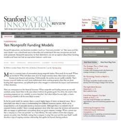 Ten Nonprofit Funding Models (March 16, 2009)