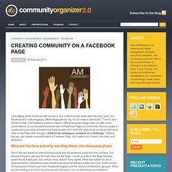 Creating Community on a Facebook Page