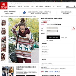 Nordic Print Oversized Knitted Jumper - Street Fashion Store