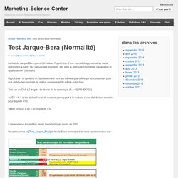 Test Jarque-Bera (Normalité)