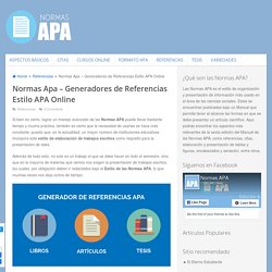 Normas Apa – Generadores de Referencias Estilo APA Online
