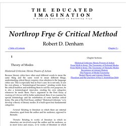 Northrop Frye and Critical Method: Theory of Modes