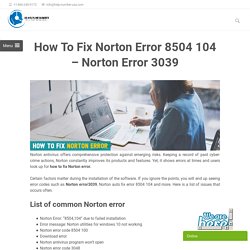 How To Fix Norton Error 8504 104?