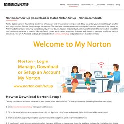 Download or Install Norton Setup - Norton.com/Nu16