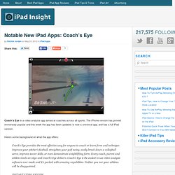 Notable New iPad Apps: Coach’s Eye