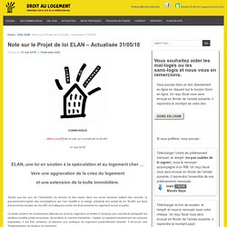 Note sur le Projet de loi ELAN – Actualisée 31/05/18