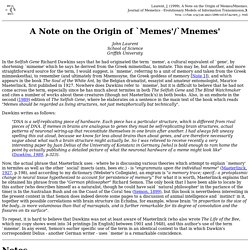 A Note on the Origin of Memes/Mnemes