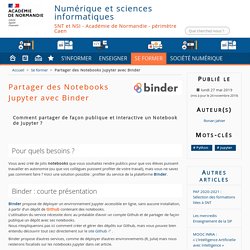 Partager des Notebooks Jupyter avec Binder - Numérique et sciences informatiques