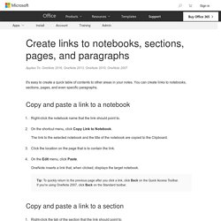Create links to notebooks, sections, pages, and paragraphs - OneNote
