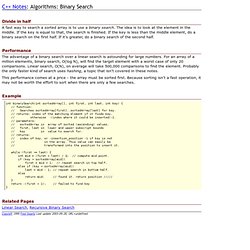 C++ Notes: Algorithms: Binary Search