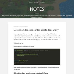 Notes — Détection des clics sur les objets dans Unity