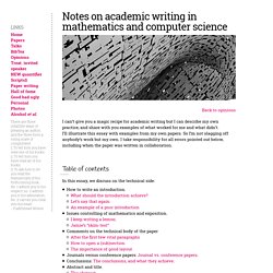 Notes on academic writing
