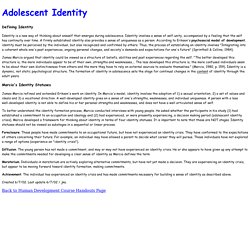 Notes on Adolescent Identity