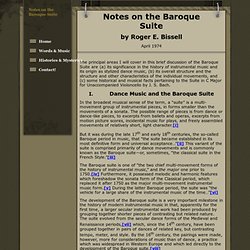 Notes on the Baroque Suite