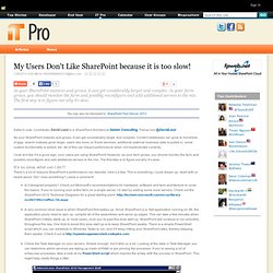 My Users Don't Like SharePoint because it is too slow!