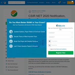 CSIR NET 2020 Notification, Exam Dates & Latest News Updates