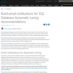 Build email notifications for SQL Database Automatic tuning recommendations