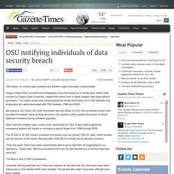 OSU notifying individuals of data security breach
