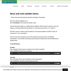 Noun and verb syllable stress