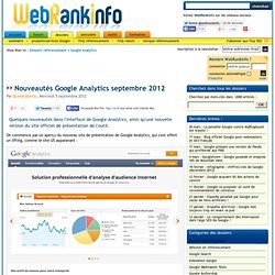 Nouveautés Google Analytics septembre 2012