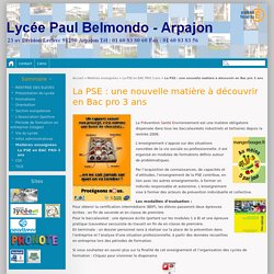 La PSE : une nouvelle matière à découvrir en Bac pro 3 ans - Lycée Paul Belmondo - Arpajon