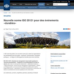 Nouvelle norme ISO 20121 pour des événements «durables» (2012-06-20