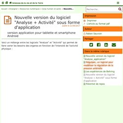 Nouvelle version du logiciel "Analyse + Activité" sous forme d'application - Sciences de la vie et de la Terre