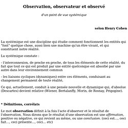 Observation, observateur et observé