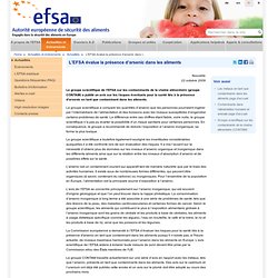 L'EFSA évalue la présence d’arsenic dans les aliments