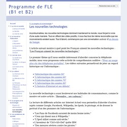 Les nouvelles technologies - Programme de FLE (B1 et B2)