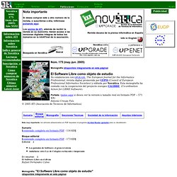 NovATIca: núm. 175, may.-jun. 2005 - El Software Libre como objeto de estudio