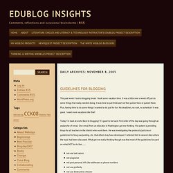 Guidelines for blogging in education: EduBlog Insights 8/11/05