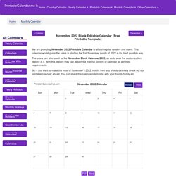 November 2022 Blank Editable Calendar [Free Printable Template]