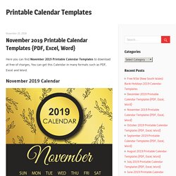 November 2019 Printable Calendar Templates {PDF, Excel, Word}
